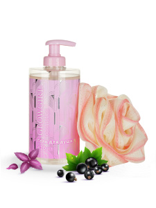 Glowgirl cosmetics Набор Гель для душа Тонизирующий, 420мл. + Мочалка для тела «Роза»