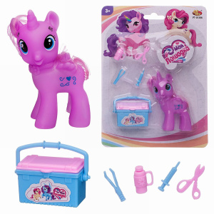 Игровой набор Abtoys Моя лошадка Пони-единорог фиолетовая с чемоданчиком и медицинскими игровыми предметамиСИМВОЛ ГОДА 2026