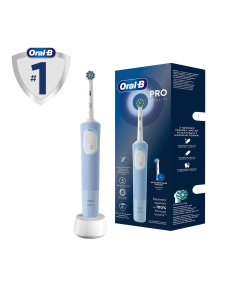 Oral-B Электрическая зубная щетка VITALITY PRO White (D1034133) голубая +1 насадка CrossAction + 1 насадка SensitiveClean