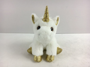 Мягкая игрушка ABtoys Единорог белый с золотом 15 см