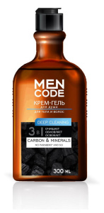 MEN CODE Крем-гель для душа DEEP CLEANING с экстрактами угля и минералов 300мл