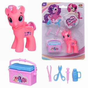 Игровой набор Abtoys Моя лошадка Пони-единорог розовая с чемоданчиком и медицинскими игровыми предметамиСИМВОЛ ГОДА 2026