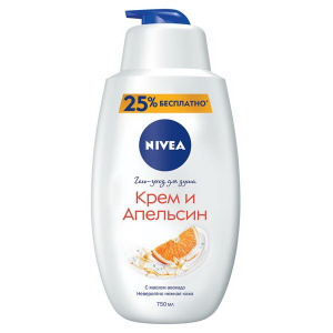 NIVEA Крем-гель для душа Крем и Апельсин (Hydra IQ) 750мл
