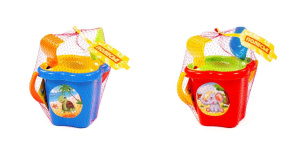 Набор №23 (ведро - цветок среднее, ситечко - цветок, совок №2, грабельки №2) 2 цвета синее/красное