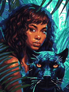 Набор для творчества LORI Картина по номерам на картоне Девушка с пантерой 28,5*38 см Набор для творчества LORI Картина по номерам на картоне Девушка с пантерой 28,5*38 см