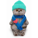 Мягкая игрушка BUDI BASA Кот Басик в шапке и шарфе с сердечком 22 см