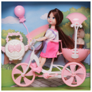 Игровой набор Junfa Кукла 13 см на бело-розовом велосипеде с питомцем и игровыми предметами