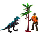 Игровой набор Junfa "Мир динозавров" (динозавр, боевая машина, фигурка человека, аксессуары)
