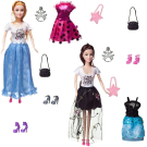 Кукла Junfa Atinil (Атинил) Гардероб модницы Стильный образ (в платье с белым верхом) в наборе с доп.платьем и аксессуарами 28см