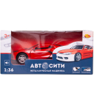 Машинка металлическая Abtoys АвтоСити 1:36 "Спортивная-2", инерционная с открывающими передними дверцами , красная, свет, звук