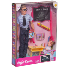 Игровой набор Кукла Defa Kevin Учитель (в рубашке в бело-голубую клетку) и ученица на уроке, игровые предметы, 30 см