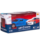 Машинка металлическая Abtoys АвтоСити 1:36 Спортивная инерционная с открывающими передними дверцами синяя свет звук
