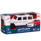 Машинка металлическая Abtoys АвтоСити 1:36 Внедорожник классический инерционный с открывающими передними дверцами белый свет звук