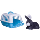 Игрушка мягкая Кролик в голубой переноске