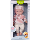 Пупс Junfa Pure Baby в вязаных белых штанишках и шапочке, розово-белой полосатой кофточке, 30 см