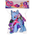Игровой набор Abtoys Моя лошадка Пони голубая с сиреневым малышом дракончиком
