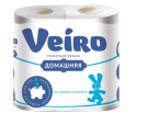 Туалетная бумага VEIRO Домашняя 2-х слойная белая, 4 шт