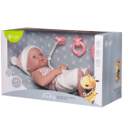 Пупс Junfa Pure Baby в бело-розовых кофточке и шапочке, белых шортиках, с аксессуарами, 35см
