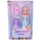 Кукла ABtoys Времена года 17 см в голубом платье с медвежонком и вторым платьем