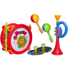Игрушечные музыкальные инструменты Abtoys ДоРеМио с красным барабаном, в наборе 8 предметов
