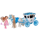Игровой набор Junfa Лошадка, бело-голубая карета и куколка