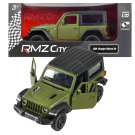 Машина металлическая RMZ City серия 1:32 Jeep Rubicon 2021 закрытый верх, инерционный механизм, зеленый матовый цвет, двери открываются.