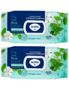 AURA Family Салфетки влажные освежающие big-pack с крышкой 120шт 2шт