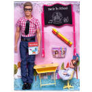 Игровой набор Кукла Defa Kevin Учитель (в рубашке в бело-розовую клетку) и ученица на уроке, игровые предметы, 30 см