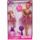 Игровой набор Куклы Defa Lucy Мама и дочка идут в гости в золотисто-розовых платьях, игровые предметы