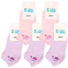 Набор детских носков для девочки 5 пары укороченные с рисунком размер 18-20 розовый/сиреневый