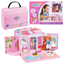 Игровой набор Abtoys В гостях у куклы Дом кукольный в сумке-переноске с куклой и аксессуарами.
