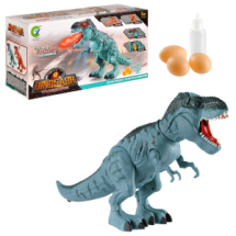 Игрушка интерактивная Junfa Динозавр Тираннозавр серо-зеленый (движение вперед, звук, свет, проектор, пар из пасти)