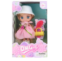 Кукла ABtoys Цветочная фантазия в розовом платье 16,5 см с игровыми предметами