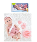 Пупс Junfa Pure Baby в розовом песочнике с белой рюшкой и повязке на голове, 30 см