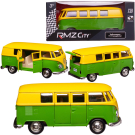 Машинка металлическая Uni-Fortune RMZ City серия 1:32 Автобус инерционный Volkswagen Samba bus Transporter, цвет желтый с зеленым, 16,5*7,5*7 см