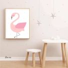Интерьерный дизайнерский постер "Розовый фламинго" (размер А4)