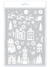 Новый год Декоративные наклейки. Статические. Белый город (30х45 см)