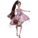 Кукла ABtoys "Летний вечер" с диадемой в розовом блестящем платье с двухслойной юбкой, темные волосы 30см