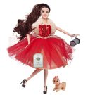 Кукла Junfa Atinil (Атинил) Яркое настроение (в платье с красной юбкой) в наборе с собачкой и клатчем 28см