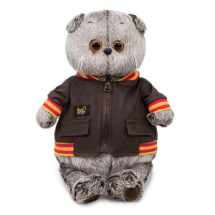 Кот Басик в кожаной куртке 22 см