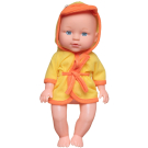 Игровой набор Junfa Пупс 28 см в банном халатике "Утенок" с игрушками и предметами для ванны