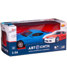 Машинка металлическая Abtoys АвтоСити 1:36 "Спортивная-2", инерционная с открывающими передними дверцами , синяя, свет, звук