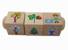Кубики деревянные на оси Времена года (3 кубика)