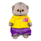 Мягкая игрушка BUDI BASA Кот Басик BABY в курточке с сердечками