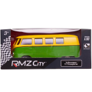 Машинка металлическая Uni-Fortune RMZ City серия 1:32 Автобус инерционный Volkswagen Samba bus Transporter, цвет желтый с зеленым, 16,5*7,5*7 см