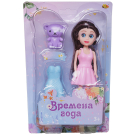 Кукла ABtoys Времена года 17 см в розовом платье с медвежонком и вторым платьем