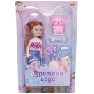 Кукла ABtoys Времена года 15 см с каштановыми волосами с медвежонком