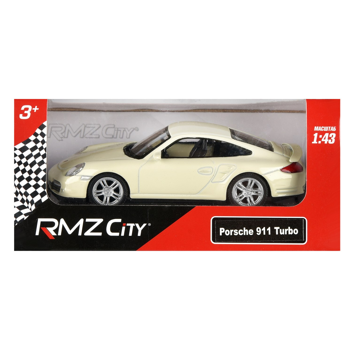 Машинка металлическая Uni-Fortune RMZ City 1:43 Porsche 911 Turbo, без механизмов, 2 цвета (красный/белый)