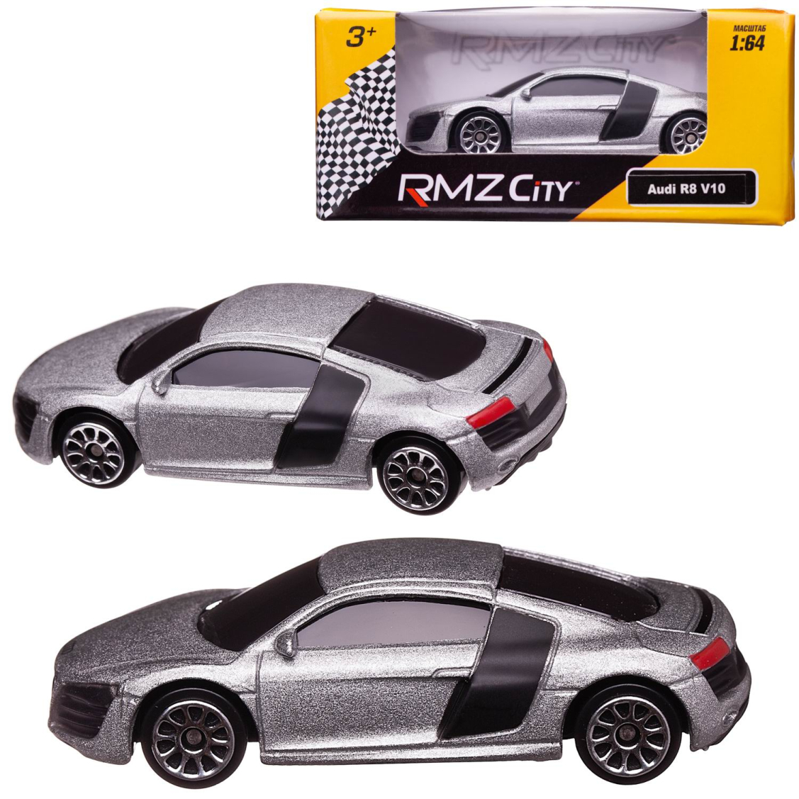 Машинка металлическая Uni-Fortune RMZ City 1:64 Audi R8 V10, без механизмов, (серебристый)