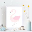 Интерьерный дизайнерский постер "Розовый фламинго" (размер А4)